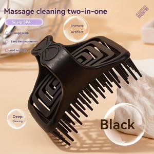 TEMU 1개 두피 마사지기 & 헤어 워시 브러시 - 부드러운 이빨 ABS 플라스틱 빗질용 샤워 빗, 젖은/마른 모발 사용 가능, 두피 마사지, 헤어 케어 - 모든 모발 타입(일반, 곱슬, 직모) - 샤워, 스파, 살롱 도구