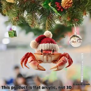 TEMU 2D 평면, 귀여운 재미있는 아크릴 크리스마스 게 걸이 장식 - 자동차, 배낭, 열쇠고리에 완벽함 | 발렌타인데이, 추수감사절, 크리스마스, 생일 및 새해 축하를 위한 이상적인 선물, 크리스마스 트리 장식, 게 크리스마스 장식, 게 오너먼트, 크리스마스 오너먼트, 할로윈, 크리스마스 홈 데코, 크리스마스 장식 신제품, 할로윈 장식, 크리스마스 장식