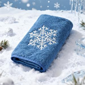 TEMU 1개 엑스트라 롱 & 핸드 타월 - 뛰어난 흡수력, 빠른 건조, 고급스러운 눈꽃 패턴, 부드러운 산호 양털처럼 느껴지는 질감 - 크리스마스, 겨울, 주방, 스파용 대형 35x75cm (13.8x29.5인치) - 가정 또는 호텔 사용을 위한 이상적인 휴일 선물