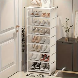 TEMU 공간 절약형 7/8단 신발 정리대 (6/7칸) - 간편한 조립, 튼튼한 플라스틱 정리함 (메탈 프레임), 모던 디자인, 현관, 거실, 복도, 옷장에 적합, 추수감사절, 할로윈, 신발 수납 정리함