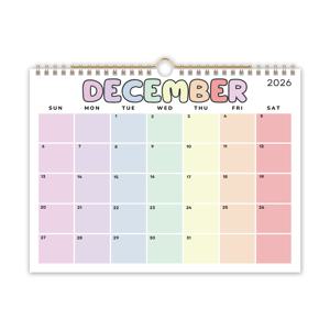 TEMU 2026 컬러풀 알파벳 무지개 걸리 하트 벽걸이 달력 - 인스타 스타일 귀여운 스파이럴 바인드 달력, 컬러풀 그라데이션 그리드 독특한 디자인, 필기 가능한 달력 - 월별 보기 레이아웃 - 홈/오피스/교회/이벤트 계획에 이상적 - 걸거나 세워 전시 가능 - 홈 또는 오피스를 위한 완벽한 선물, 벽걸이 플래너, 벽걸이 달력