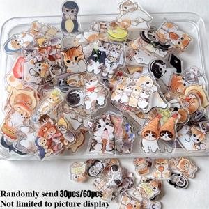 TEMU 30/60개 혼합 귀여운 일본/한국 스타일 아기 고양이 아크릴 참, 키체인, 귀걸이 및 목걸이 제작에 적합 - 창의적인 공예 재료, 장식 및 파티 선물, 할로윈, 크리스마스, 추수감사절 등에 이상적