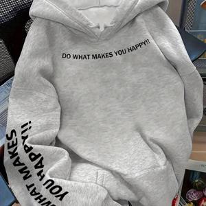 TEMU 여성용 패셔너블 후드 스웨트셔츠, 레터 프린트, 독특한 디자인, 포켓 스타일, 루즈핏, 편안하고 따뜻한 소재, 가을과 겨울 캐주얼 웨어에 완벽, 여성 선물로 추천, 가을 겨울 신상 여성 상의