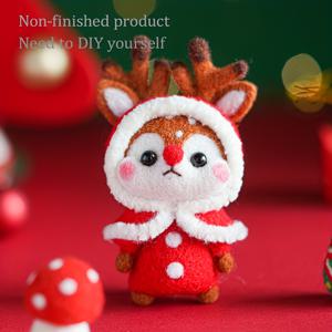 TEMU 1개 사슴 크리스마스 펠트 공예 키트 (바늘 펠팅 도구 포함) - 귀엽고 말벌 모양의 사슴, 뿔, 얼룩, 갈색 몸, 혼합 색상, 사계절 휴일 파티 장식, 사슴 크리스마스 장식, 축제 공예 키트, 공예 애호가, 양모펠트 키트, 양모펠트