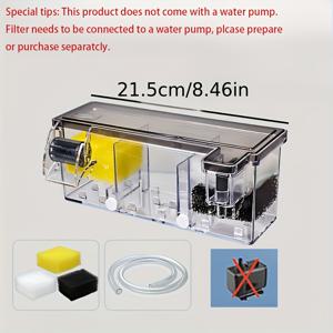 TEMU 세 가지 기능이 결합된 서스펜션 수족관 필터 키트 중 두 가지 스타일 중 하나를 선택하세요 - 소형 어항에 적합한 외부 워터폴 필터, 여러 필터링 공간 포함, 필터, 필터 재료, 스펀지, 물 파이프 제공, 수생 환경,컴팩트 디자인,쉬운 설치,내구성 있는 스펀지,초보 수족관 애호가
