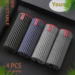 TEMU 4개 남성용 박서 브리프 소프트 통기성 속옷 - 컬러 코드 (블랙/화이트/네이비/올리브) 내부 탄성 벨트, 루즈핏 청소년 & 청소년용 편안한 캐주얼 브리프, 데일리 웨어용 미디엄 - 벌크 팩