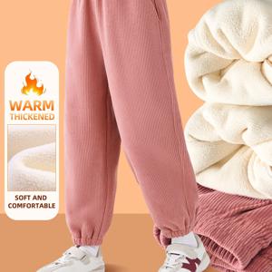 TEMU 소녀용 코듀로이 팬츠, 1개, 스타일리시하고 패셔너블, 가을/겨울 스타일, 캐주얼 웨어, 내구성과 내마모성, 유아 및 어린이용 안감 팬츠, 따뜻한 아동복, 선물로 이상적, 어린이용 겨울 의상, 야외 활동에 완벽