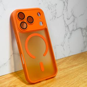 TEMU 아이폰 17 Pro Max Air 16 15 14 13 12 11 Pro Max 17Pro 17Promax 호환 고급 오렌지 마그네틱 무선 충전 휴대폰 케이스, 무광 반투명 하드 백보드 충격 방지 아머 카메라 렌즈 보호 커버
