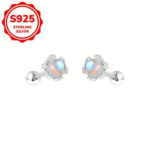 TEMU 스털링 실버 반짝이는 하트/라운드 컷 생일석 스터드 귀걸이 여성용, 저자극 나선형 스크류 백 피어싱 포스트, 민감한 연골에 적합|피어싱