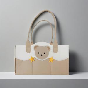 TEMU 싱글 팩 펠트 엄마 가방, 만화 아기 야외 여행용 기저귀, 장난감, 젖병, 기저귀 물질 용기, 티슈, 물티슈 보관 가방