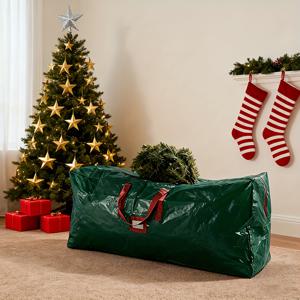TEMU 1개 대용량 크리스마스 트리 보관 가방 - 지퍼 잠금 방식의 튼튼한 PE 소재, 인공 트리용 공간 절약형 접이식 정리함, 6/7ft 트리용 트리 친화적 디자인, 6/7ft 트리용 내구성 및 휴대성 휴일 장식 보관 솔루션
