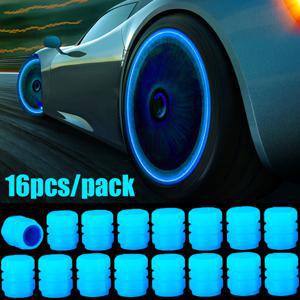 TEMU 16팩 UV 야광 타이어 밸브 캡 - 형광 핑크/블랙 고무 휠 스템 커버, UV 활성화, 야간용 (자동차, , ATV 호환)