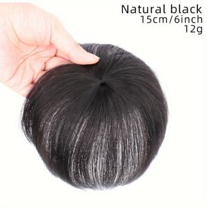 TEMU 인모 탑퍼 가발 - 대머리 및 탈모 가발, 클립온/접착식 헤어 (블랙/그레이/블론드/브라운) - 가벼운 무중량 가발, 남녀 공용, 짧은 헤어스타일 호환