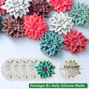 TEMU 6개 크리스마스 홀리 잎 실리콘 몰드 세트 - 3D 식물 잎 디자인 양초 비누 레진 몰드 (공예, 석고 캐스팅, 아로마테라피 양초 제작 & 홈 데코용), 공예 용품, 축제 공예, 내구성 좋은 공예 재료, 공예 용품, 캔들 실리콘 몰드, 캔들만들기, 레진 실리콘 몰드, 양초 몰드, 비누몰드