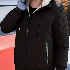 TEMU 남성용 헤비웨이트 겨울 재킷 - 후드, 넉넉한 핏의 후드 아우터, 일상 및 공식 행사용 보온 차가운 날씨 코트 - 신축성 없는 원단, 겨울 재킷, 공식 행사 복장, 캐주얼 아우터, 내구성 좋은 아우터, 아웃도어 의류