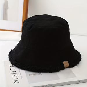 TEMU 15가지 장면 제공, 내열성 모자, 양면 어부 디자인, 따뜻한 겨울 패션 플러시, 부드럽고 편안함, 스타일리시하고 , 선물, 크리스마스 행사, 비탄성, 손세탁 또는 드라이 클리닝, 가벼움, 버킷햇