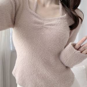 TEMU 여성용 우아한 스퀘어넥 스웨터 - 긴소매 풀오버 스웨터, 부드럽고 신축성 있는 원단, 시크한 오피스룩부터 파티룩까지 가을/겨울에 완벽, 및 포멀 행사, 겨울 의류, 높은 탄성, 스타일리시 탑, 패션 애호가