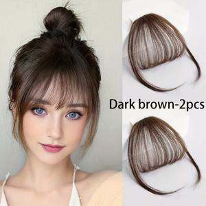 TEMU 2개 여성용 심리스 클립형 에어 빽빽이 가발 - 가볍고 자연스러운 투명 헤어피스, 조절 가능한 클립, 짧은 길이에서 중간 길이까지 (라이트 브라운/베이지/다크 브라운) - 간편하고 손상 없음, 봄 & 여름 캐주얼 & 포멀 행사에 적합