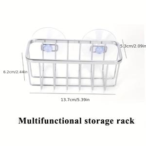 TEMU 스테인리스 스틸 다기능 수납 랙 (듀얼 흡착판 포함) - 주방 및 욕실용 공간 절약형 정리함, 스펀지, 행주 등을 위한 내구성 있는 메탈 디자인, 주방 수납 랙, 스펀지 홀더, 모던 정리함