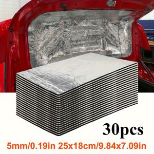 TEMU 30개입 차량 방음 및 단열 매트 (알루미늄 포일 뒷면) - 강력한 소음 감소 및 단열, 대부분의 차량에 적합, 차체 바닥, 트렁크, 엔진에 간편한 설치 - 자동차 음향 패널 (30개입)