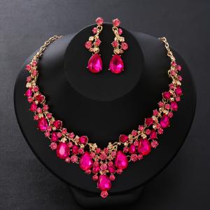 TEMU 투피스 세트, 유럽 및 미국 엘레강스 스타일 합금 인조 패션 신부 세트 귀걸이 + 네클레슬, 연회 및 결혼식용, 선물, 신부 웨딩 주얼리, 브라이덜 주얼리, 신부 귀걸이, 신부 목걸이, 신부