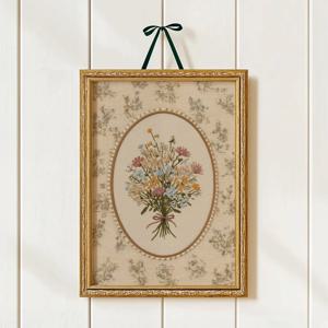 TEMU 1개 빈티지 야생화 부케 프린트 벽 장식 - 코티지코어 육아실 데코, 야생화 & 식물 드로잉 가로형 캔버스 포스터, 액자 없음, 침실, 거실, 집들이 선물, 보호 장식