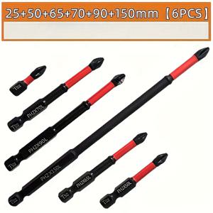 TEMU 6개입 자석 드릴 비트 세트 - 미끄럼 방지 팁, 고강도 S2 강철, 전동/수동 크로스 & 임팩트 드릴용, 목재, 벽돌, 콘크리트, 드라이월 드릴링용 자석 팁