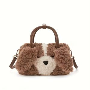 TEMU 커피 브라운 핸드백 & 크로스바디 - 우아한 패브릭 핸드백, 지퍼 클로저, 오일 탄 엣지, 캐주얼 및 다용도 사용, 세탁 용이 (드라이클리닝) - 광저우 제작