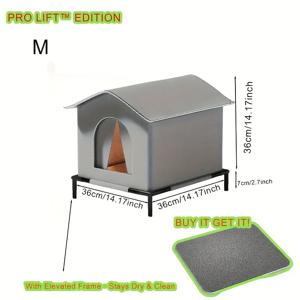 TEMU 야외 고양이 하우스 - 선반 및 양면 쿠션 포함, 다용도 고양이 쉼터, 따뜻한 고양이 침대, 야외 고양이 쉼터, 현대식 반려동물 하우스, 내후성 소재, 내구성 강한 반려동물 집