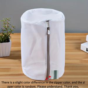 TEMU 1개 튼튼한 신발 세탁기 가방 | 지퍼 잠금 방식의 타원형 폴리에스터 세탁 가방, 세탁기 및 건조기에 적합, 스포츠 신발, 스니커즈, 슬리퍼용 메시 보호 바구니 - 재사용 가능, 세탁 가방