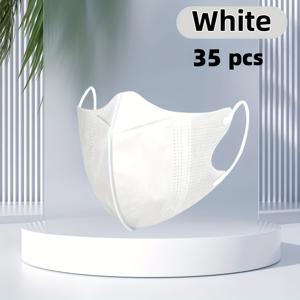 TEMU 35개입 (여성용 마스크 호환) - 3D 콘 디자인 & 3겹 비필터 일회용 숨쉬기 편한 마스크 - 위생을 위한 개별포장 - 남녀공용, 일상용, 대중교통용 (비-)|마스크|KF94마스크