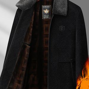 TEMU 남성용 셔닐 느낌의 인조 퍼 칼라 겨울 코트 - 라펠 재킷, 충전재 포함, 블랙/브라운/커피 톤, 포켓 & 클래식 노치 칼라 - 추운 날씨용 아우터웨어 (드라이클리닝 전용) 정장 & 캐주얼 착용