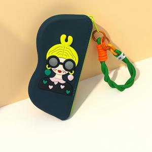 TEMU 1개 귀여운 여성 캐릭터 디자인 실리콘 안경 케이스 - 스크래치 방지, 키체인 스트랩 & 귀여운 얼굴 - 내구성 있는 안경 홀더, 독서용 안경, 패션 안경용 - 여성을 위한 이상적인 선물 (생일, 어버이날)