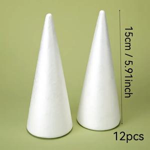 TEMU 12팩 대형 화이트 스무스 폴리스티렌 폼 콘 - 대량 팩, 15.24cm 대형 콘 모양, 웨딩, 파티 장식, DIY 공예, 마카롱 디스플레이, 크리스마스 트리 센터피스용 - 가볍고 튼튼하며 조립이 쉬움