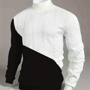 TEMU 남성용 솔리드 컬러 하이넥 긴팔 스웨터 - 캐주얼 아웃도어 스포츠웨어, 추운 날씨 레이어링, 봄/가을 활동용 - 솔리드 컬러 풀오버 (손세탁/드라이클리닝) - 레귤러 핏 캐주얼 스웨터