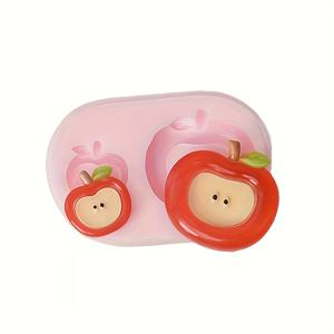 TEMU 1개 카툰 사과 버튼 DIY 레진 클레이 액세서리 실리콘 몰드, 왁스 제품 몰드, 석고, 캔들, 레진용