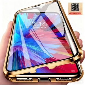 TEMU 투명 자석 강화 유리 휴대폰 케이스, 양면 고화질, 360도 보호 (미끄럼 방지 및 스크래치 방지), 렌즈 보호 기능 포함, 삼성 갤럭시 S25, S24 울트라/플러스/Fe, S25 Edge 호환