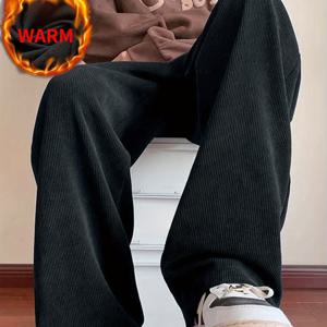 TEMU 남성용 겨울 두꺼운 코듀로이 팬츠 - 포켓 & 벨트 포함, 솔리드 컬러 캐주얼 추위 방지 바지, 드라이클리닝 전용, 가을/겨울 레이어링용 레귤러 길이 (스트레치 없음) - 야외, 사무실, 사교 행사용|남자벨트