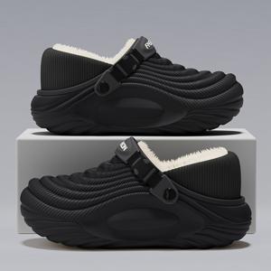 TEMU FZT 남성용 겨울 슬리퍼 | 트렌디한 풀커버 디자인, 캐주얼 , 피부 친화적인 플러시 안감, EVA 소재, 부드럽고 편안한 밑창, 블랙/카키/화이트 색상, 캐주얼 의상 및 휴일 선물로 적합