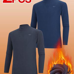 TEMU [1+1] 남성 겨울 기본티 반폴라 티셔츠 2PCS 맨즈히트(M6OPWT11)