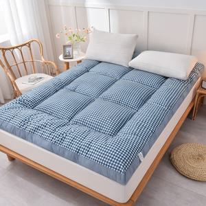 TEMU [국내 당일배송] 두툼한 체크 토퍼 매트리스.사계절용 부드럽고 푹신한 침대 패드, 바닥 이불 겸용|패드