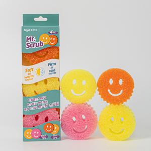 TEMU 좋은쓰임 미스터스크럽 스마일 수세미 4개 세트 – 얼룩제거 만능 스펀지