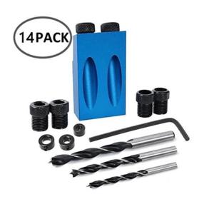 TEMU 14pcs 목공 도구, 포켓 사선 구멍 나사 지그 로케이터 드릴 비트, 15도 각도 드릴 가이드 세트, 구멍 펀처, 목공 도구