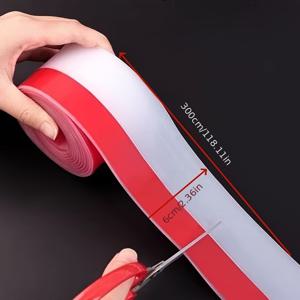 TEMU 1 롤 도어 드래프트 스토퍼 씰 스트립, 넓어진 접착식 하단 도어 스윕, 2.36인치 너비 도어용 자체 접착 단열재 Windows 유리, 방풍 날씨 스트립, 빨간색/흰색