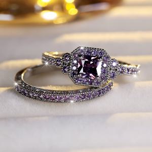 TEMU 여성을 위한 고급 2피스 합성 지르코니아 신부 세트, 글리터 스타일 구리 웨딩 링 (신부 들러리 및 커플용), 웨딩, 연회, 발렌타인데이, 모든 계절을 위한 우아하고 고급스러운 디자인|반지