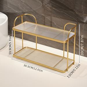 TEMU 이중층 욕실 정리대 - 녹슬지 않는 철 & 아크릴 화장품 보관 선반, 다기능 샤워 젤 거치대, 욕실 장식 및 액세서리
