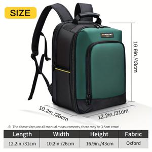 TEMU 전기공의용 도구 백팩 - 다중 보관함, 조절 가능한 스트랩 및 작업장 조직을 위한 인간 중심 디자인, 도구 가방, 작업장 필수품, 전문적인 외관, 튼튼한 구조