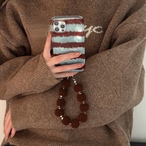 TEMU 휴대폰 케이스 - 11, 12, 13, 14, 15, 16 Pro Max 호환 IND 패턴 체인 휴대폰 케이스