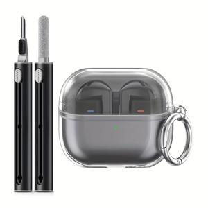 TEMU 삼성 갤럭시 버즈 3 프로 TPU 케이스, 투명 무선 이어버드 커버, 부드러운 분리 디자인, 높은 투명도, 남성 및 여성을 위한 청소 키트가 포함된 심플한 개인화 보호 셸