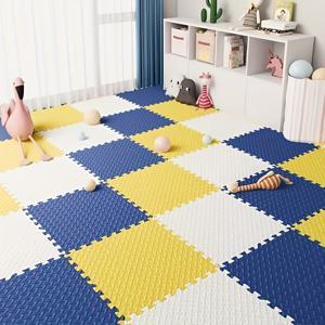 TEMU 30개 크로스 패턴 패치워크 폼 바닥 매트, 재질, 모노크롬 디자인, 놀이방, 요가 및 휴일 테마에 적합 - 그레이, 노란색, 파란색, 베이지, 핑크